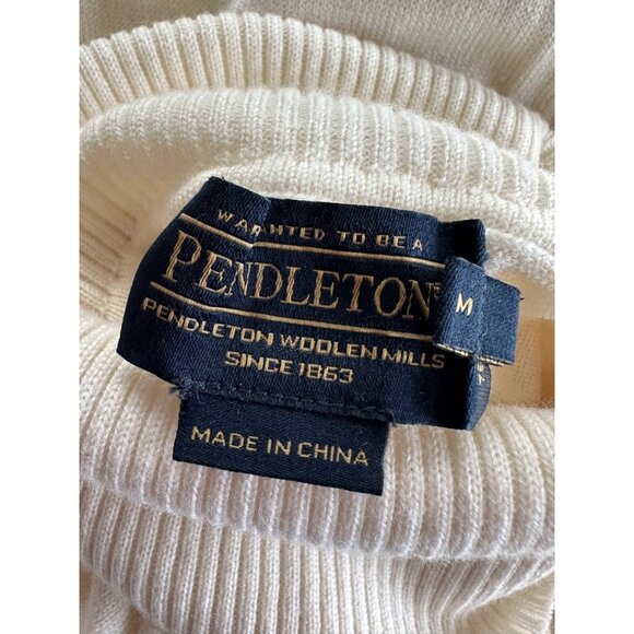 Pendleton Women's Medium 100% Merino Wool Ivory Turtleneck Sweater Timeless - Picture 2 of 6